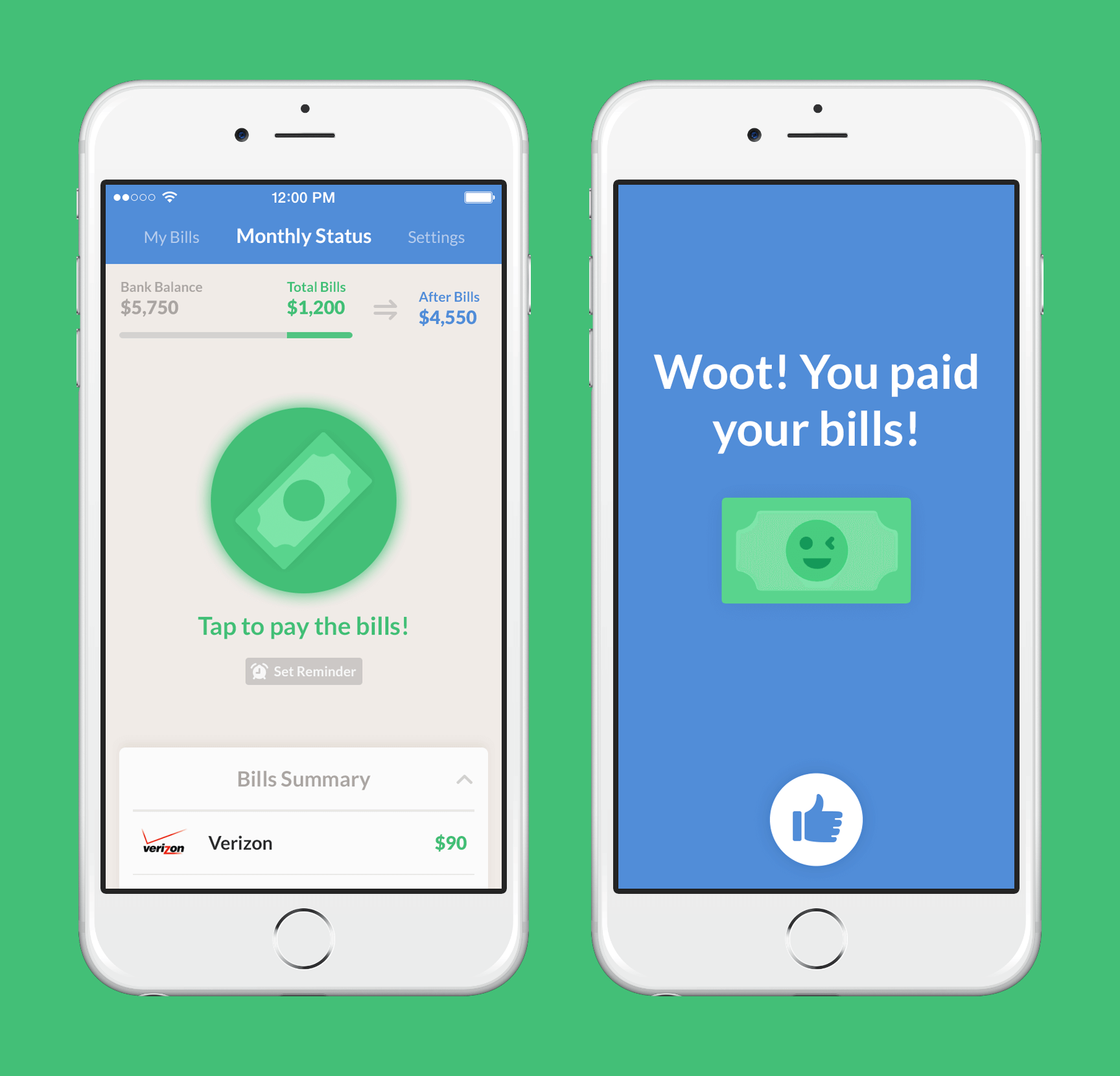 BillButton iOS Interface Design